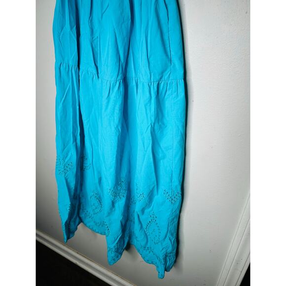 LINE & DOT Bright Blue A-Line Off Shoulder Lace Cutout Midi Dress Size XS - Picture 7 of 13